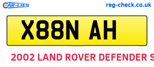 X88NAH are the vehicle registration plates.