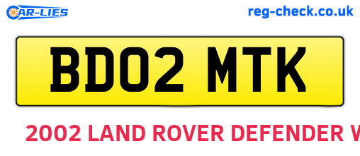 BD02MTK are the vehicle registration plates.