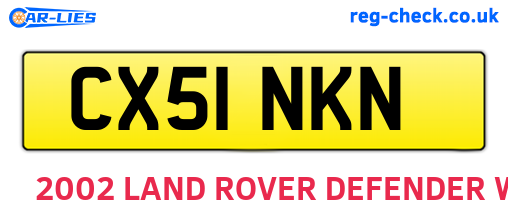 CX51NKN are the vehicle registration plates.