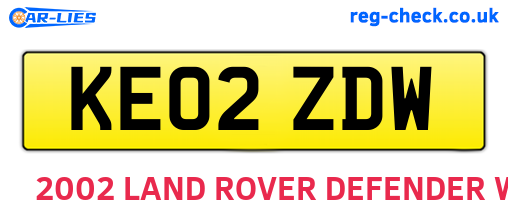 KE02ZDW are the vehicle registration plates.
