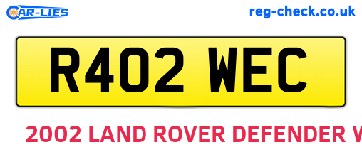 R402WEC are the vehicle registration plates.