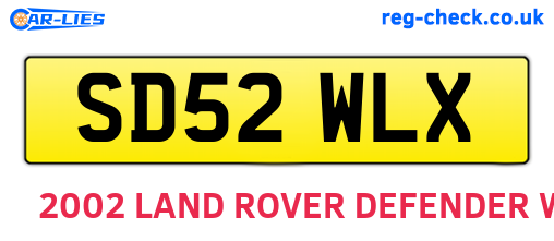 SD52WLX are the vehicle registration plates.