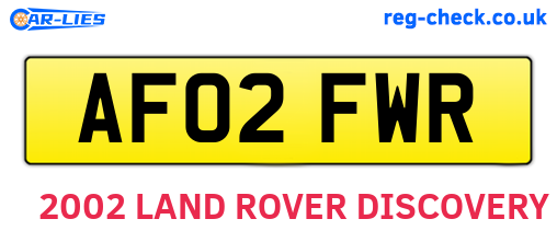 AF02FWR are the vehicle registration plates.