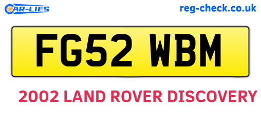 FG52WBM are the vehicle registration plates.