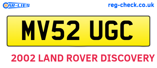 MV52UGC are the vehicle registration plates.
