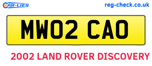 MW02CAO are the vehicle registration plates.