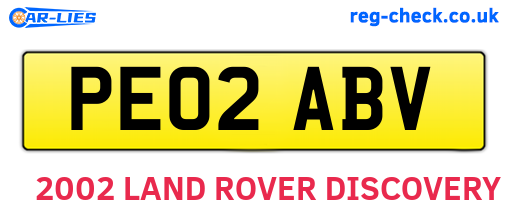 PE02ABV are the vehicle registration plates.