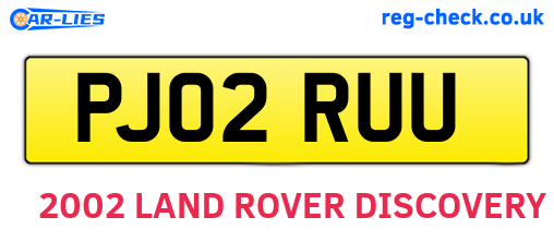 PJ02RUU are the vehicle registration plates.