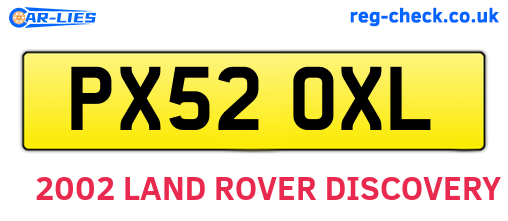 PX52OXL are the vehicle registration plates.