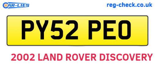 PY52PEO are the vehicle registration plates.