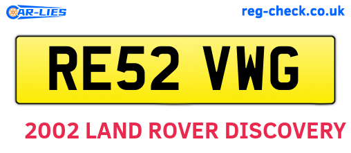 RE52VWG are the vehicle registration plates.