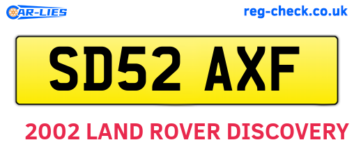 SD52AXF are the vehicle registration plates.