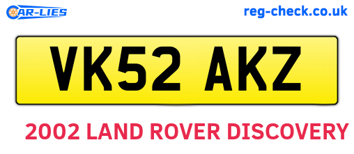 VK52AKZ are the vehicle registration plates.