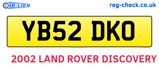 YB52DKO are the vehicle registration plates.