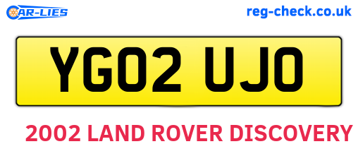 YG02UJO are the vehicle registration plates.