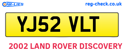YJ52VLT are the vehicle registration plates.