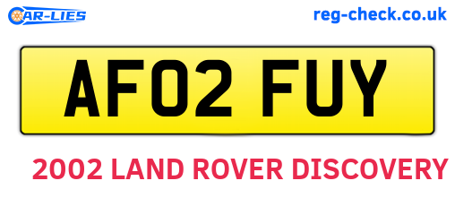 AF02FUY are the vehicle registration plates.