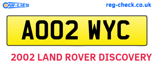 AO02WYC are the vehicle registration plates.