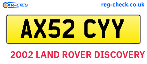 AX52CYY are the vehicle registration plates.