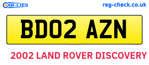 BD02AZN are the vehicle registration plates.
