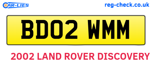 BD02WMM are the vehicle registration plates.