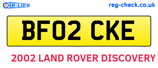 BF02CKE are the vehicle registration plates.
