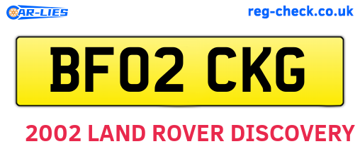 BF02CKG are the vehicle registration plates.