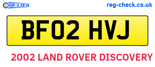 BF02HVJ are the vehicle registration plates.