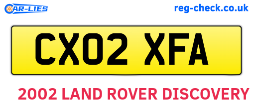 CX02XFA are the vehicle registration plates.
