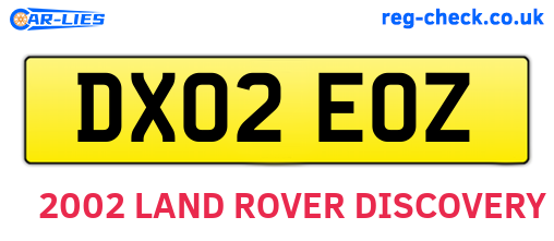 DX02EOZ are the vehicle registration plates.