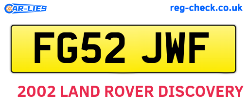 FG52JWF are the vehicle registration plates.