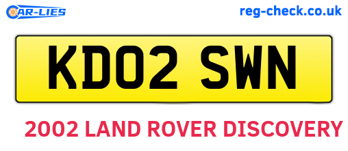 KD02SWN are the vehicle registration plates.