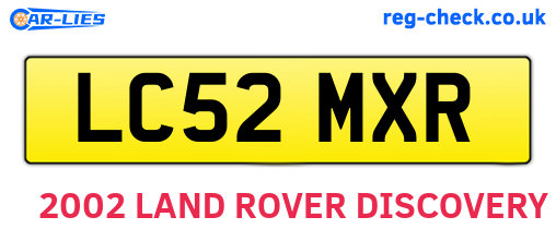 LC52MXR are the vehicle registration plates.