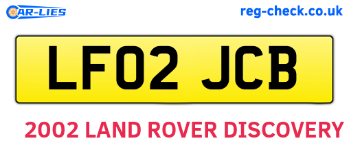 LF02JCB are the vehicle registration plates.