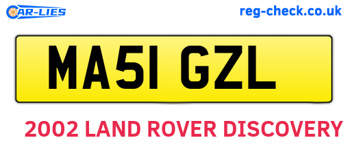 MA51GZL are the vehicle registration plates.
