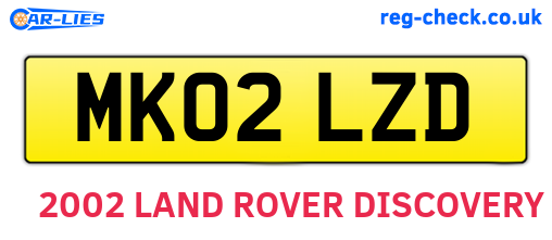 MK02LZD are the vehicle registration plates.