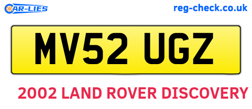 MV52UGZ are the vehicle registration plates.