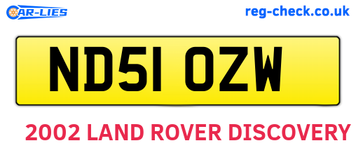ND51OZW are the vehicle registration plates.