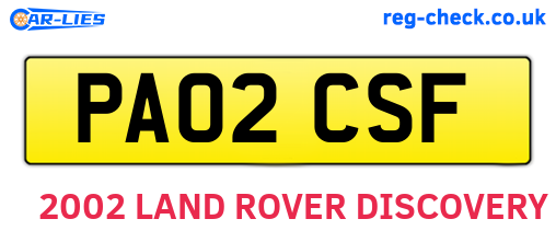 PA02CSF are the vehicle registration plates.