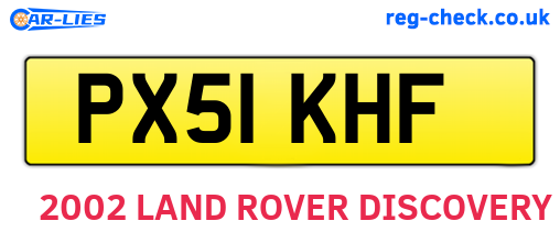 PX51KHF are the vehicle registration plates.