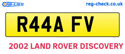 R44AFV are the vehicle registration plates.