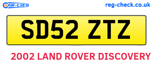 SD52ZTZ are the vehicle registration plates.
