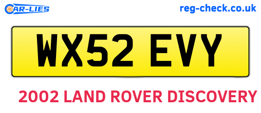 WX52EVY are the vehicle registration plates.
