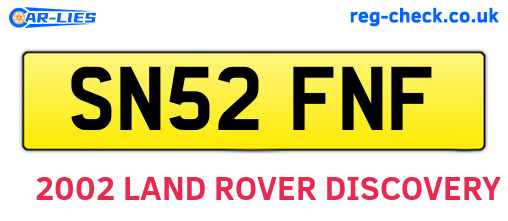 SN52FNF are the vehicle registration plates.