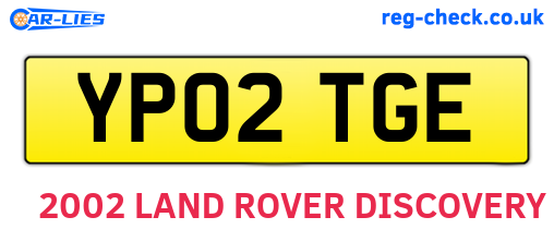 YP02TGE are the vehicle registration plates.