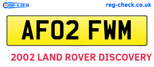 AF02FWM are the vehicle registration plates.