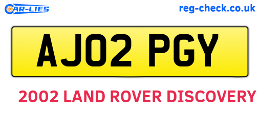 AJ02PGY are the vehicle registration plates.