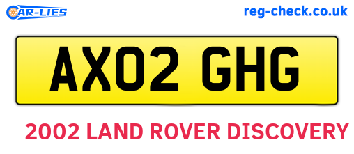 AX02GHG are the vehicle registration plates.