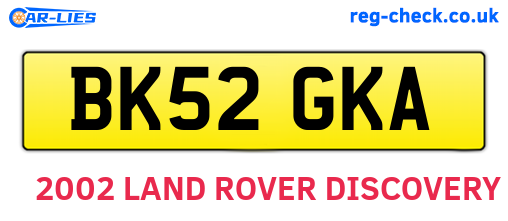 BK52GKA are the vehicle registration plates.