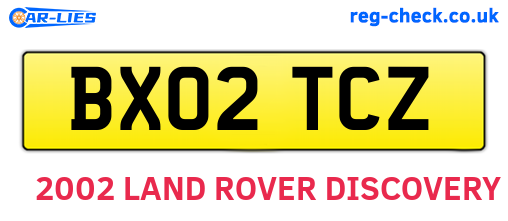 BX02TCZ are the vehicle registration plates.
